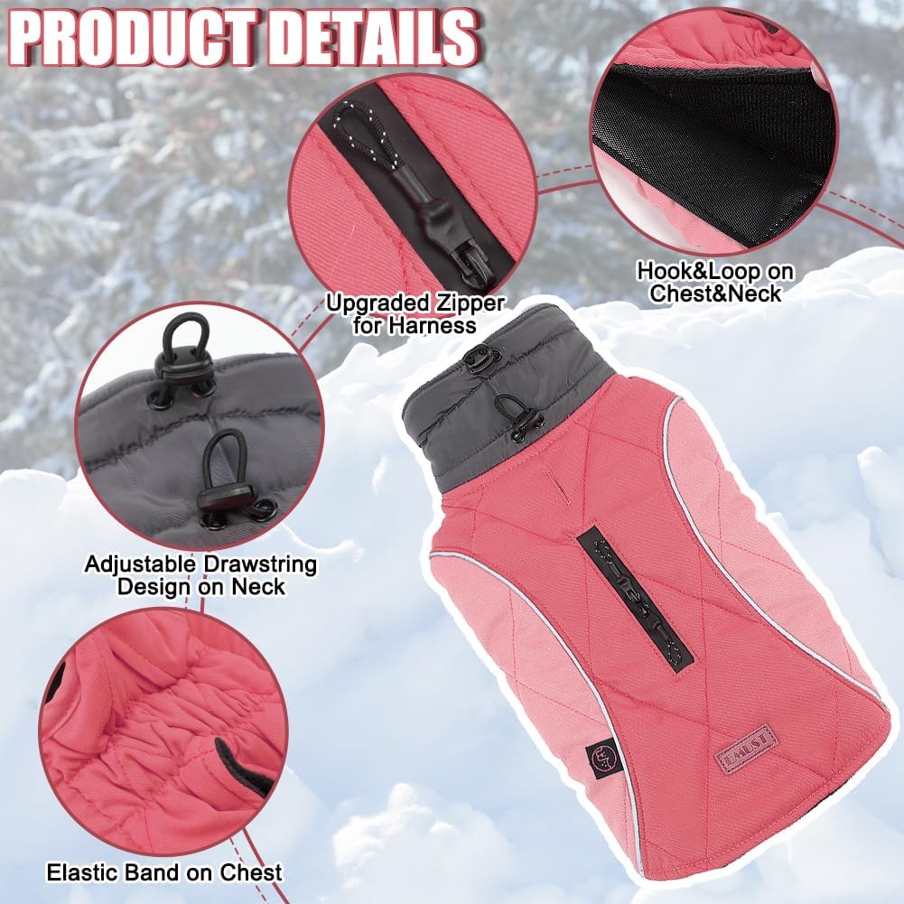 EMUST Winter Dog Coats, Fleece Dog Apparel for Cold Weather, British Style Windproof Warm Dog Jacket for Small Dog Coats for Winter, Dark Blue, XS
