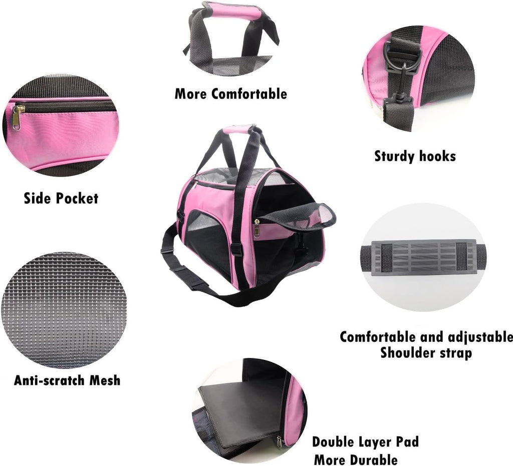 ZvoanSem Pet Carrier Bag,Small Cat Carrier Kitten Puppy little Dog Carrier for Travel Airline Approved Small Animal (Small, Blue)