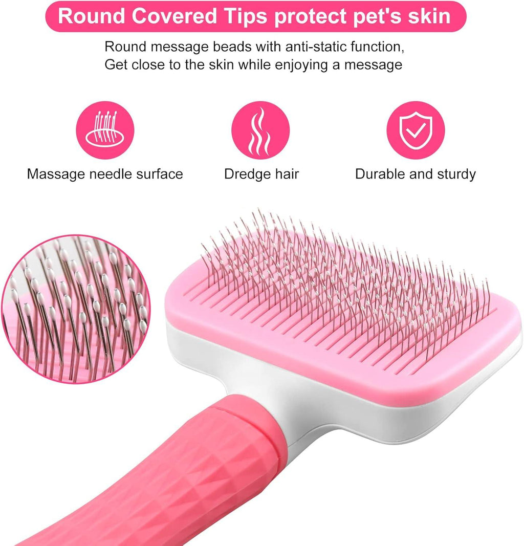 Dog Brush Cat Brush Grooming Comb,Self Cleaning | ObaPet