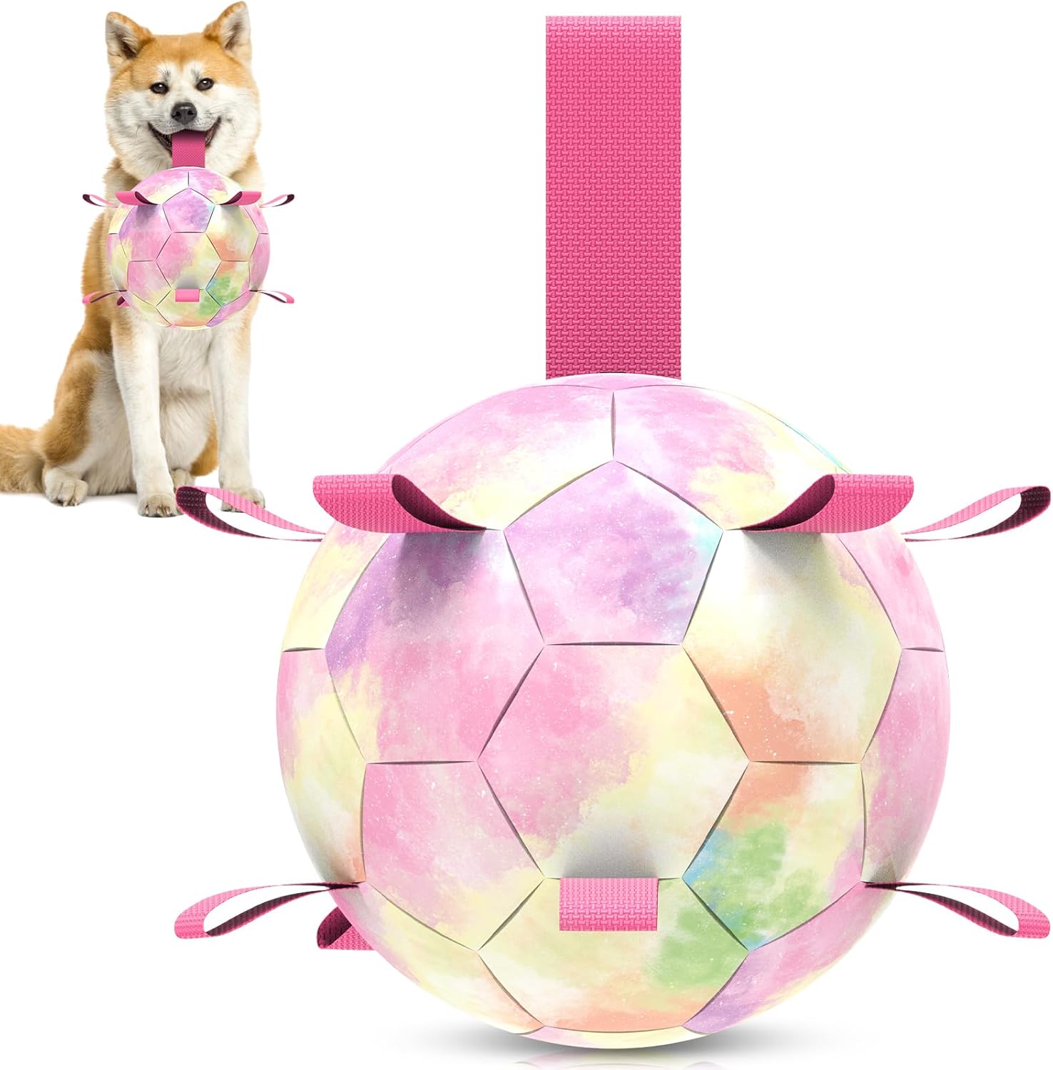 HETOO Interactive Dog Football Toys with Grab Tabs, Durable Dog Water Balls for Small Medium Breed, Indoor & Outdoor