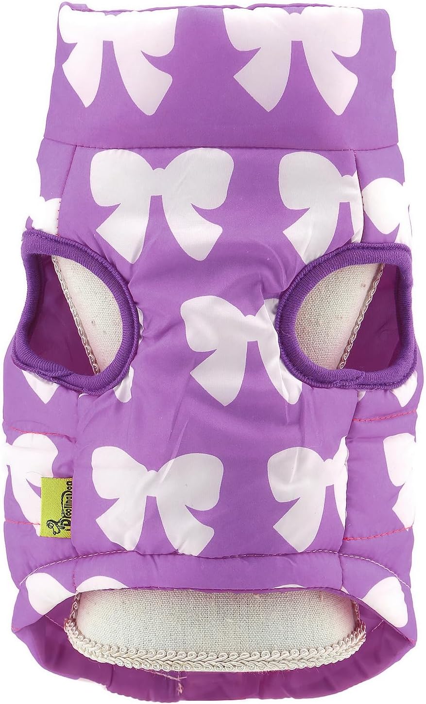 SMALLLEE_LUCKY_STORE Small Dog Cat Winter Coat Harness Jacket with D-ring Boy Girl Pet Puppy Comfort Padded Bomber Vest No Pull Chihuahua Clothes Pink Bows XS
