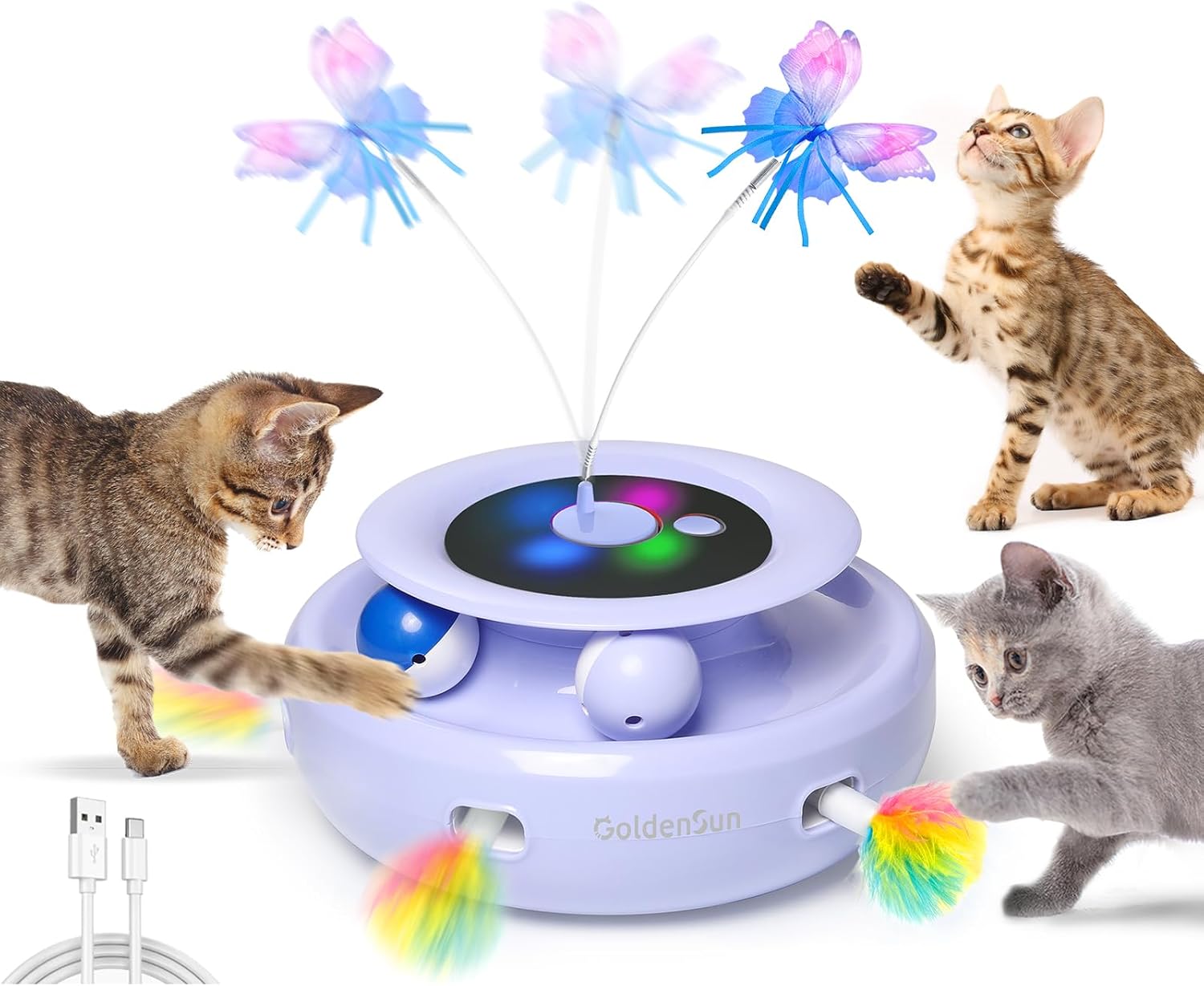 GoldenSun 3-In-1 Interactive Cat Toys for Indoor | ObaPet