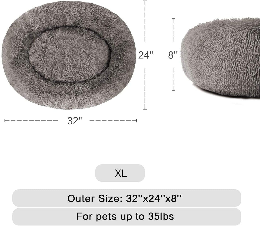 MFOX Calming Dog Bed Cat Bed Donut, Faux Fur | ObaPet