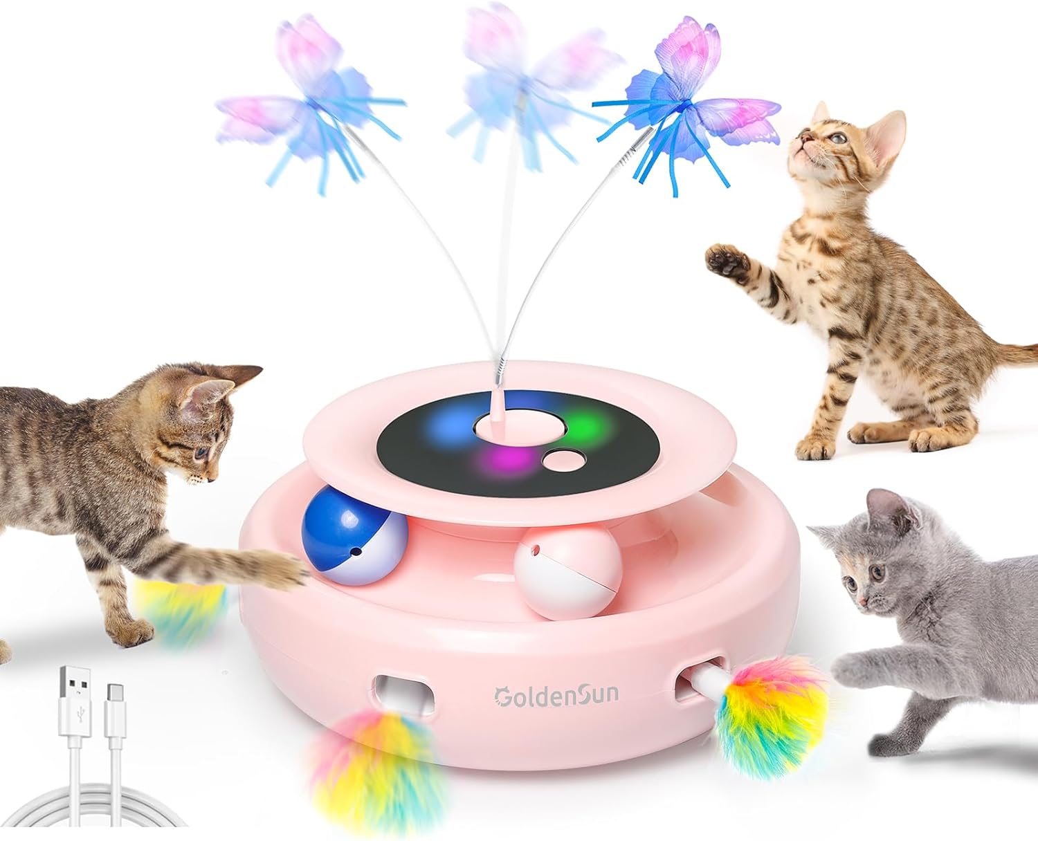 GoldenSun 3-In-1 Interactive Cat Toys for Indoor | ObaPet
