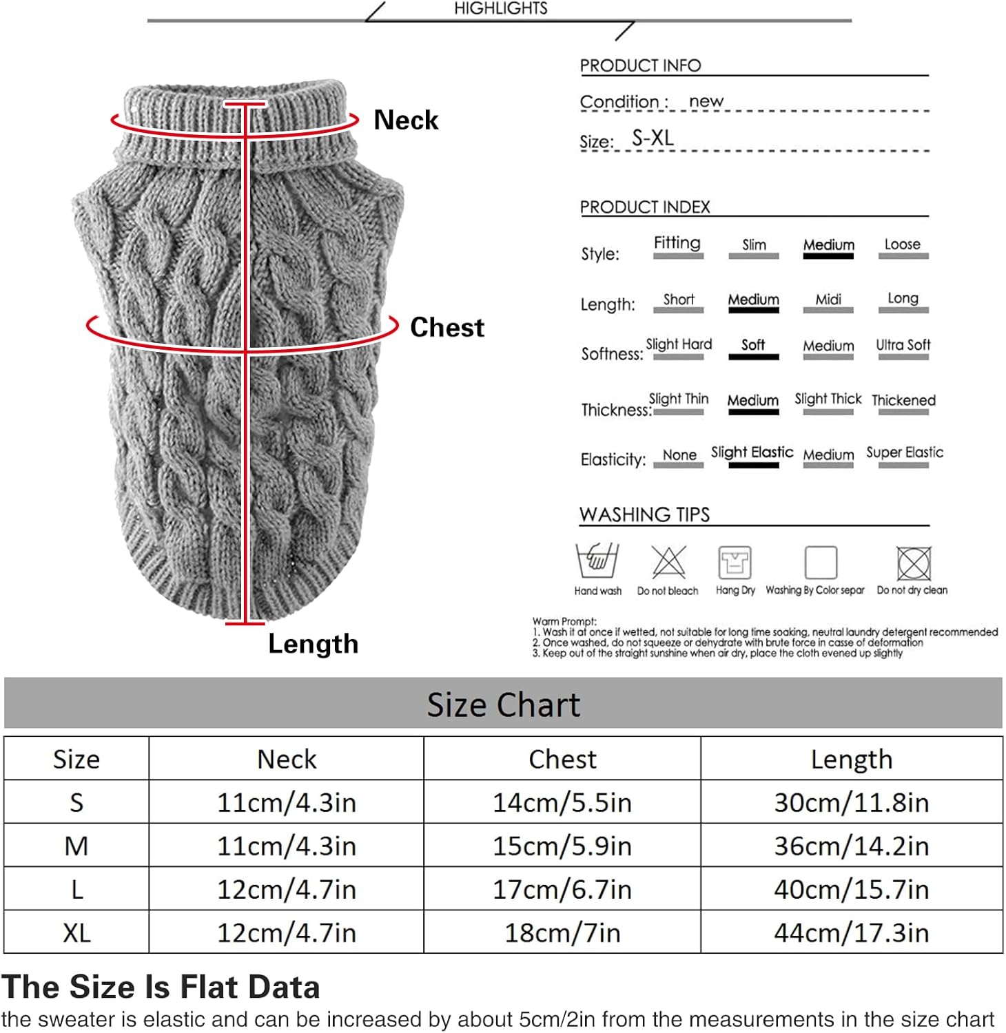 Pet Dog Turtleneck Knitting Sweater Coat Winter Warmer Thickening Pullover Knitwear Crochet Coat Clothes for Small Medium Large Dog Puppy Cat (M, Pink)