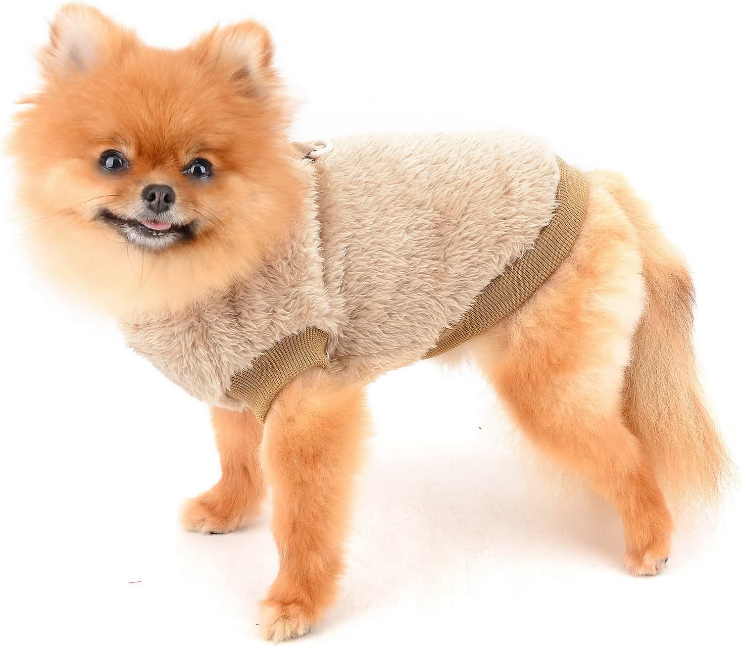 SMALLLEE_LUCKY_STORE Pet Sherpa Fleece Jumper Vest Sweaters Turtleneck Pullover with D-ring Soft Sweatshirt for Small Dogs Cat Puppy Boy Girl Yorkie Chihuahua Warm Fall Winter Clothes,Pink,S