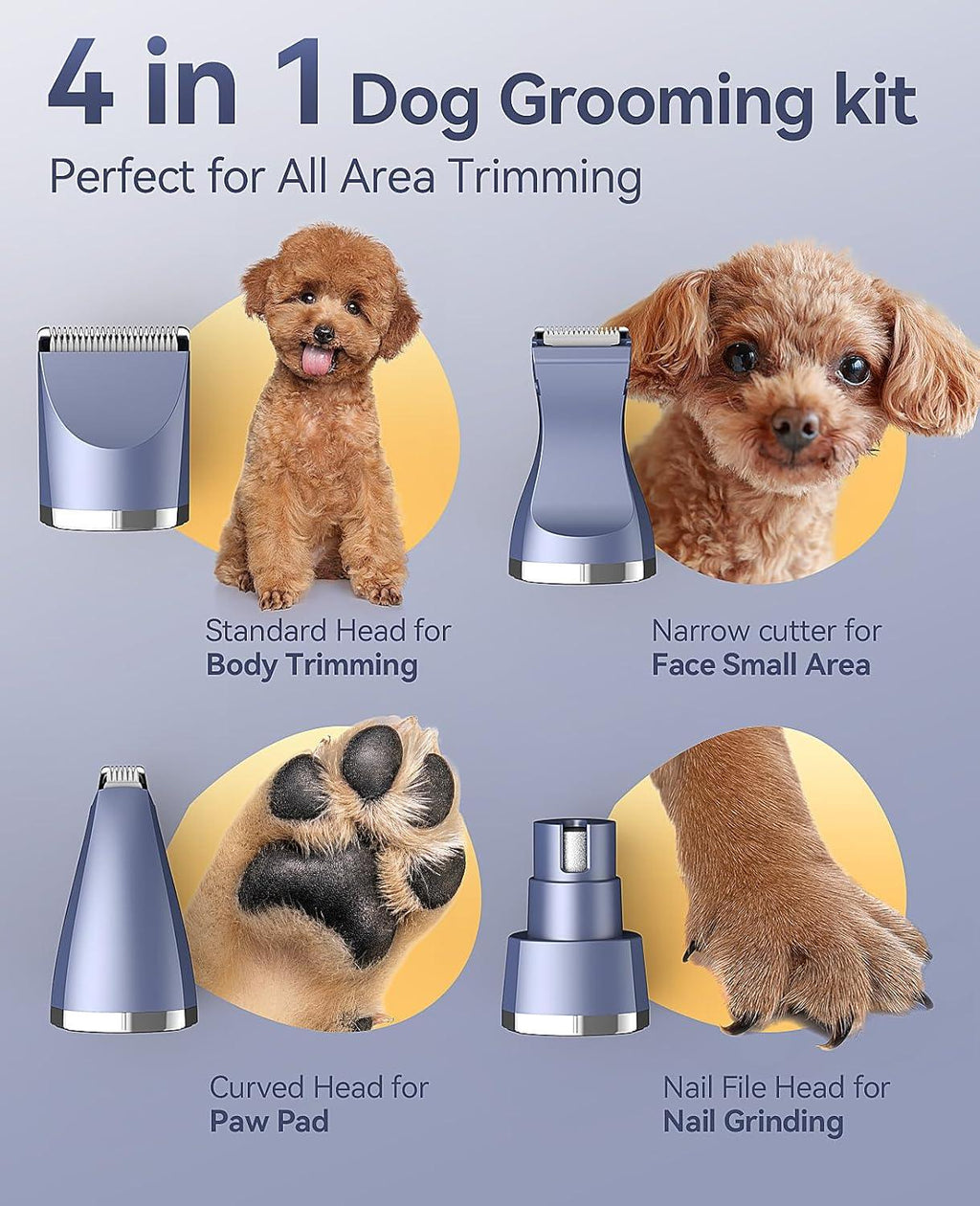 oneisall Dog Cat Grooming Kit 4 in 1 Cordless, | ObaPet