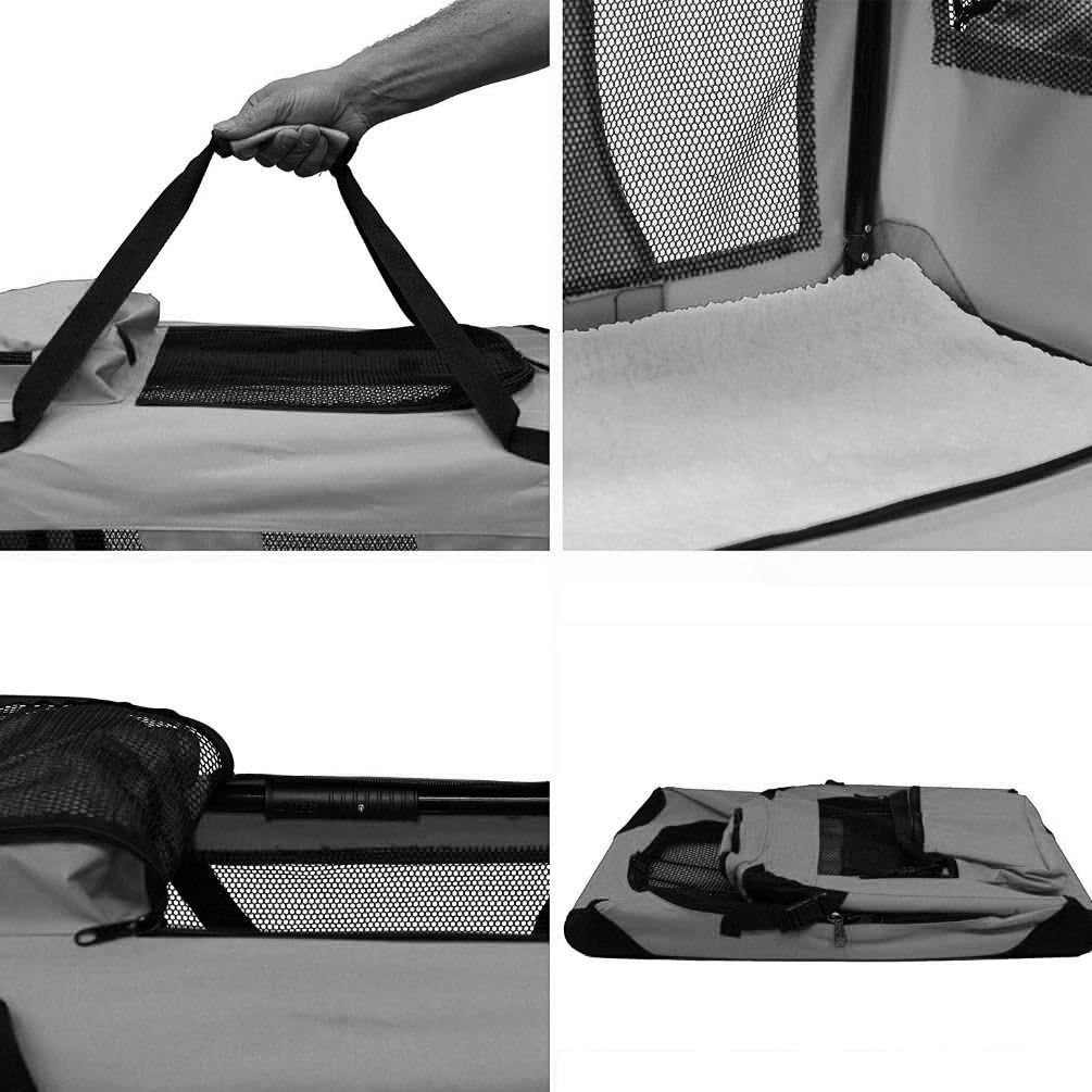 Petbarn Portable Soft Fabric Pet Carrier Folding Dog Cat Puppy Travel Transport Bag (Medium, Grey)