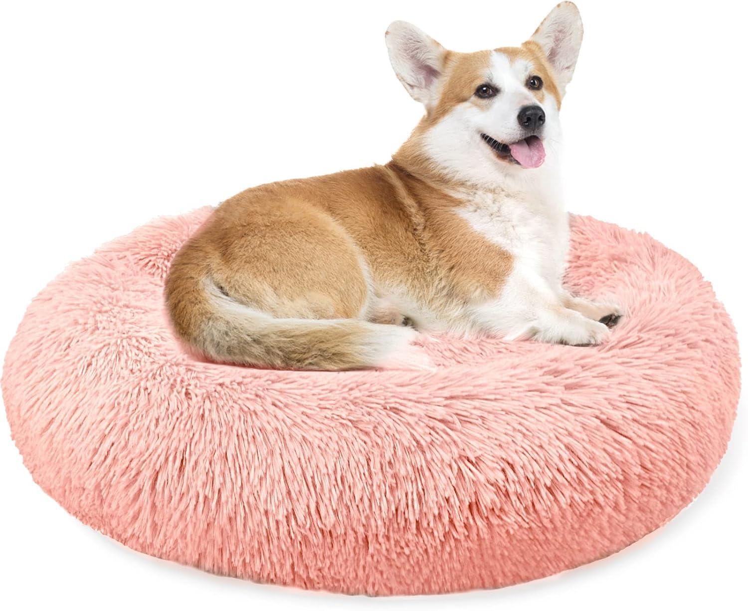 Enjamoy Plush Donut Dog Bed, Calming Round Dog | ObaPet