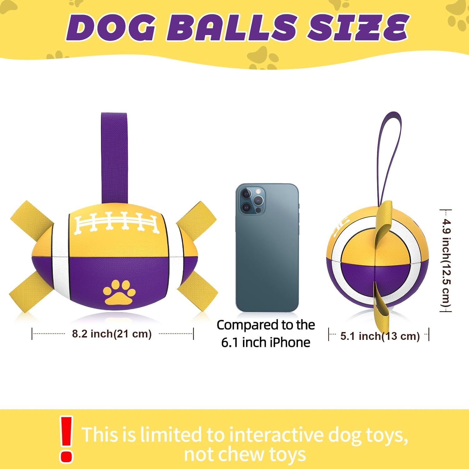 HETOO Interactive Dog Football Toys with Grab Tabs, Durable Dog Water Balls for Small Medium Breed, Indoor & Outdoor