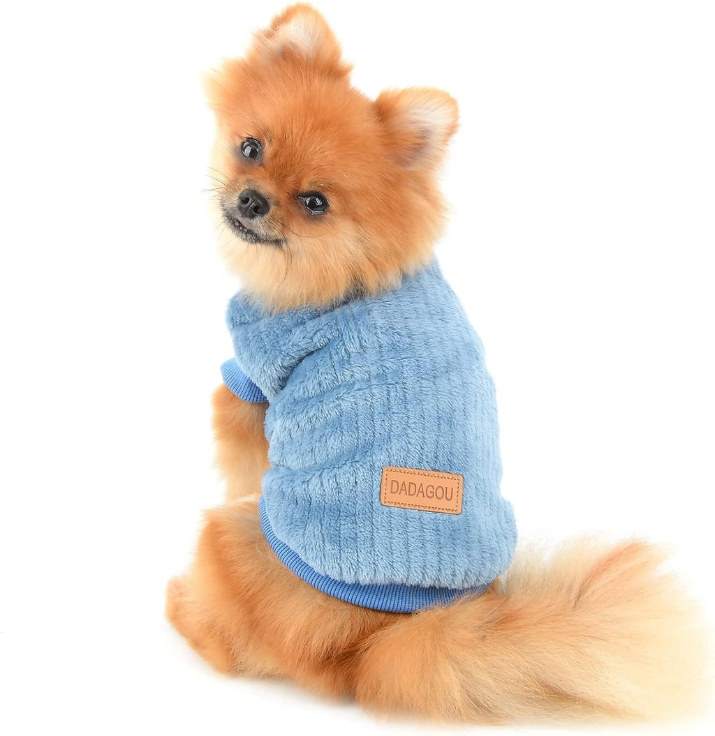 SMALLLEE_LUCKY_STORE Pet Ribbed Fleece Jumpers Pullover Sweatshirt for Small Dogs Cat,Puppy Yorkie Chihuahua Warm Sweater Winter Clothes