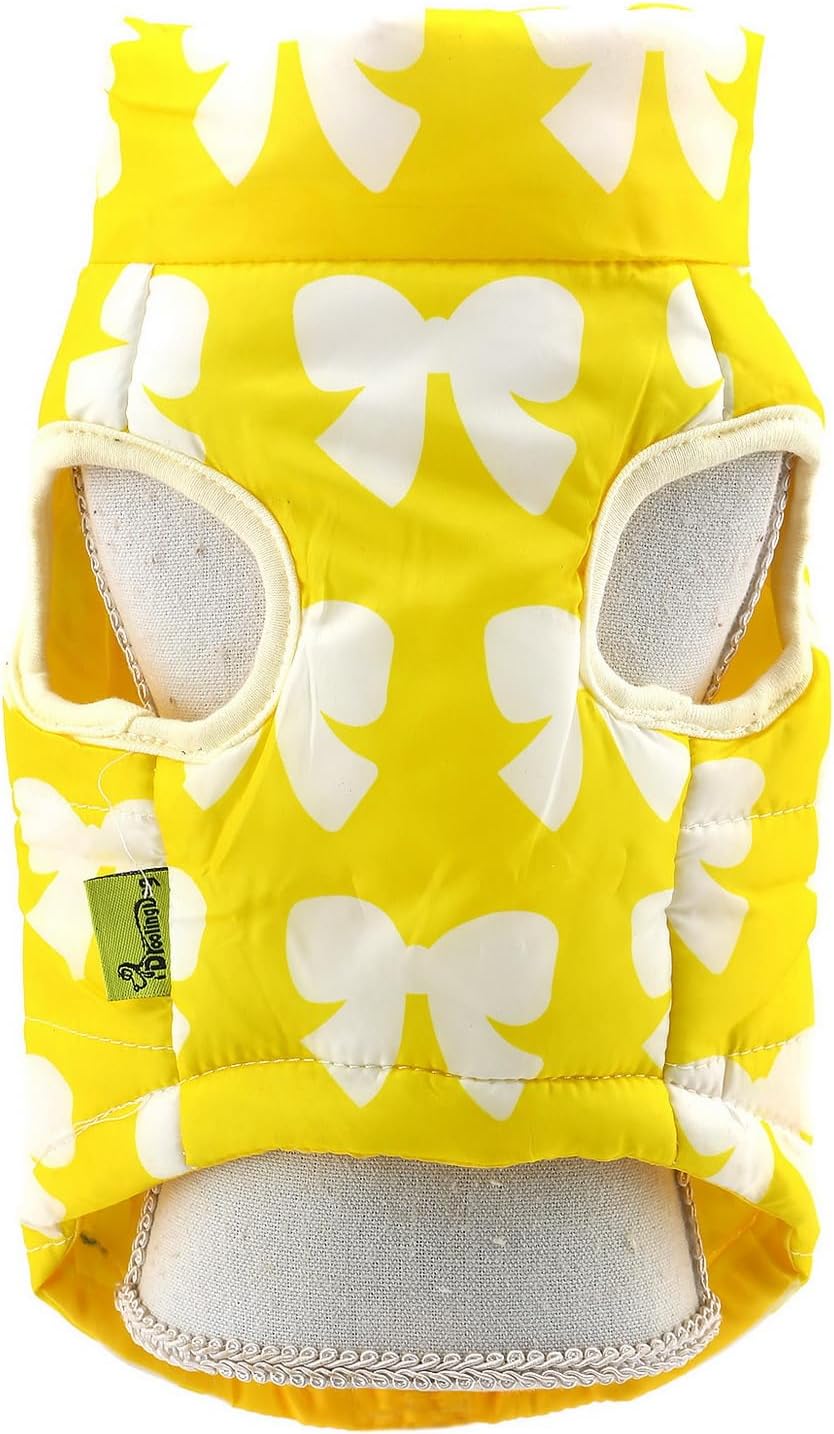 SMALLLEE_LUCKY_STORE Small Dog Cat Winter Coat Harness Jacket with D-ring Boy Girl Pet Puppy Comfort Padded Bomber Vest No Pull Chihuahua Clothes Pink Bows XS