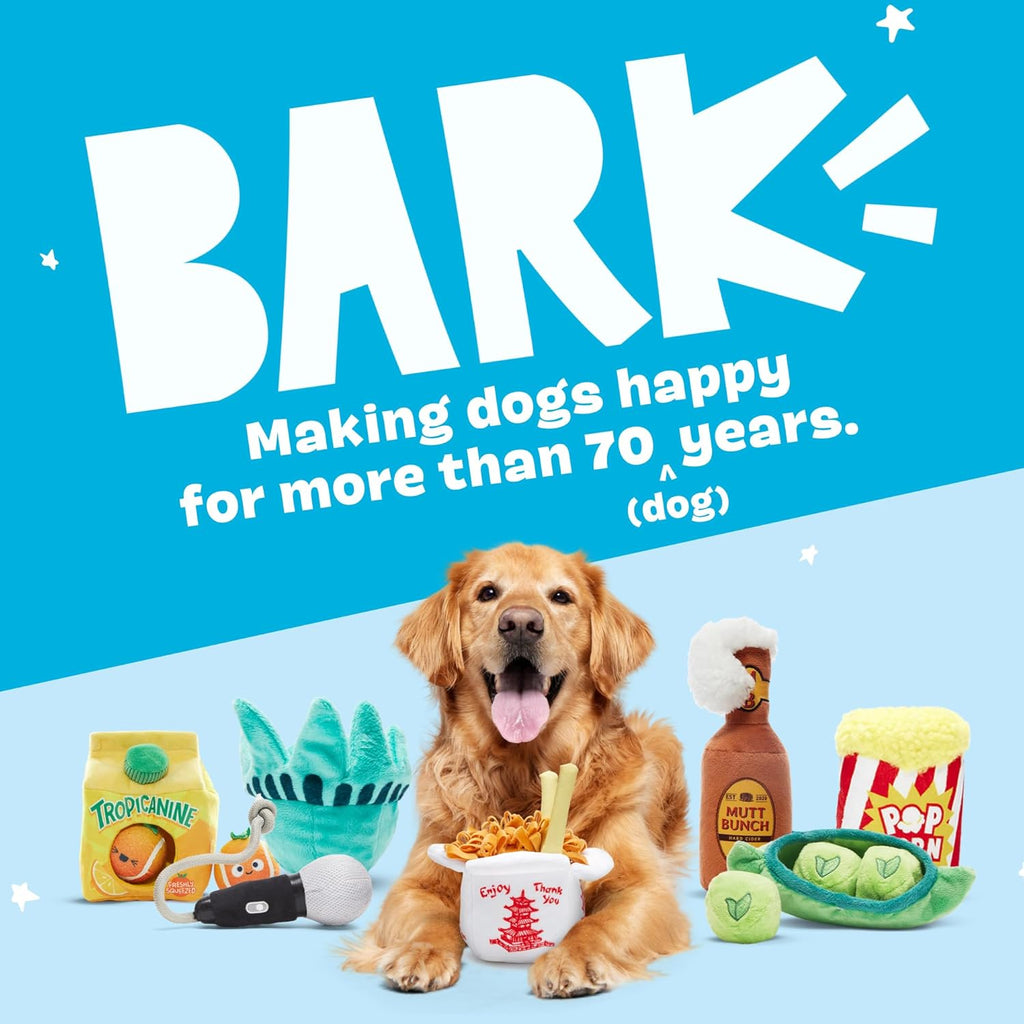 Barkbox 2 in 1 Interactive Plush Dog Toy - Rip and Reveal Toy for Dogs and Puppies - Stimulating Squeaky Pet Toys | Peas in a Pod (Small)