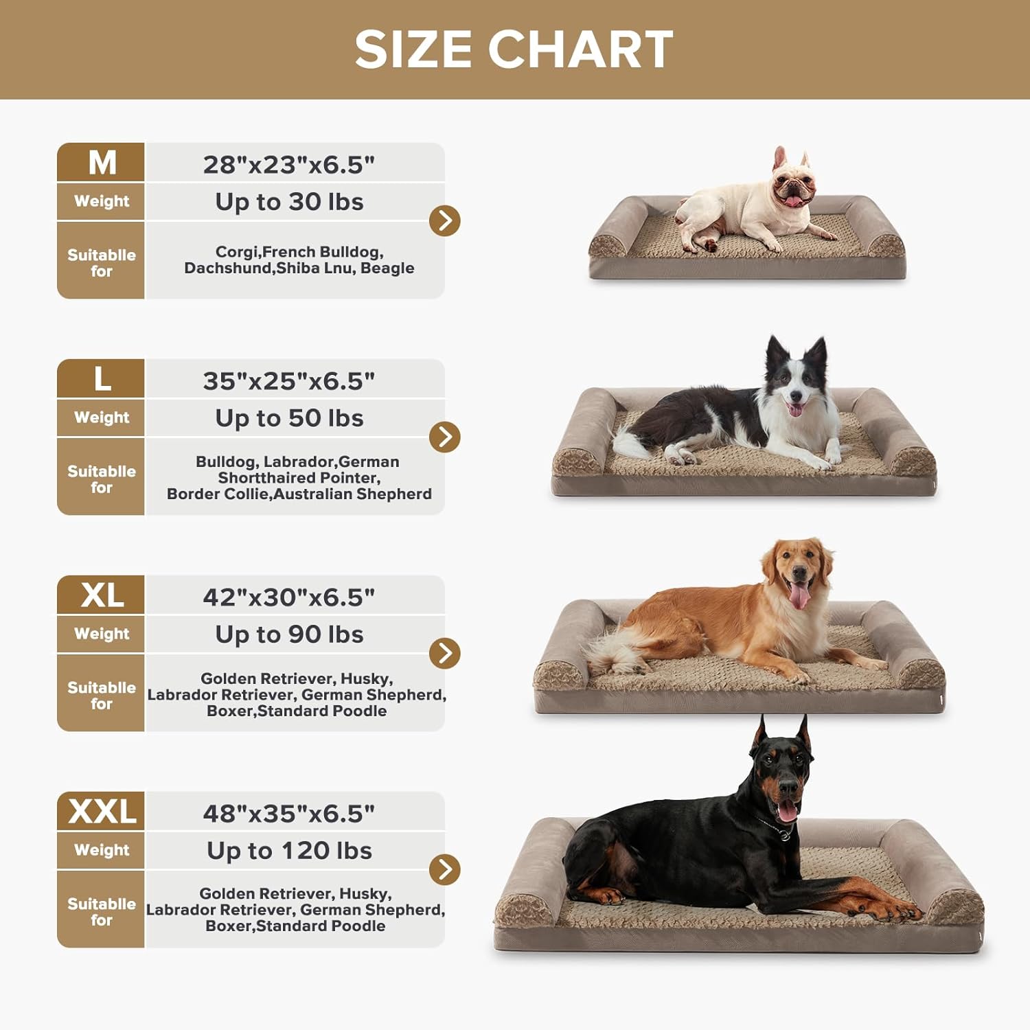 FURTIME Large Dog Bed(89 x 64cm), Orthopedic | ObaPet