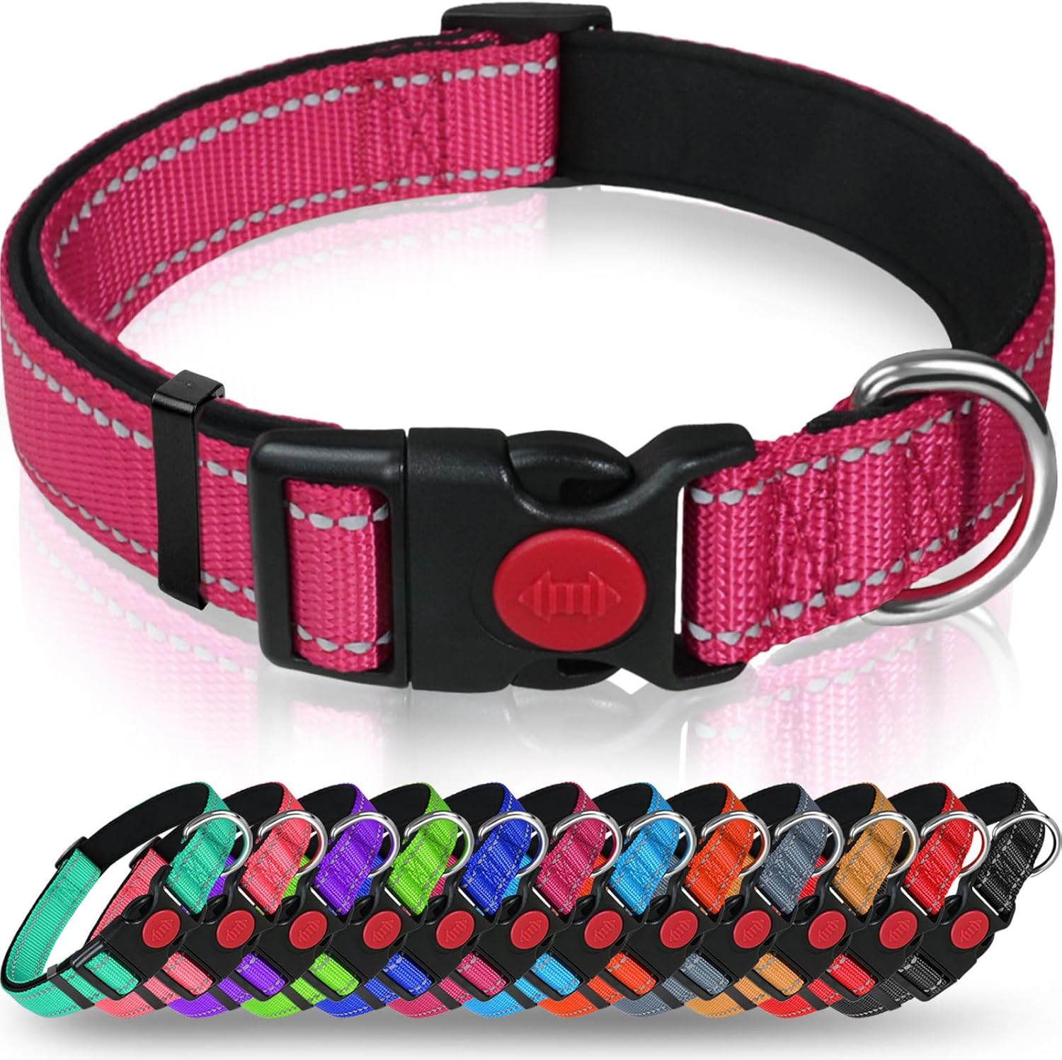 Taglory Reflective Nylon Dog Collar with Safety | ObaPet