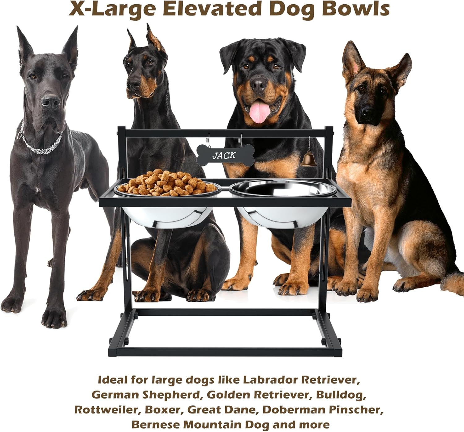 Raised Dog Bowl Height-Adjustable, Dog bowls | ObaPet