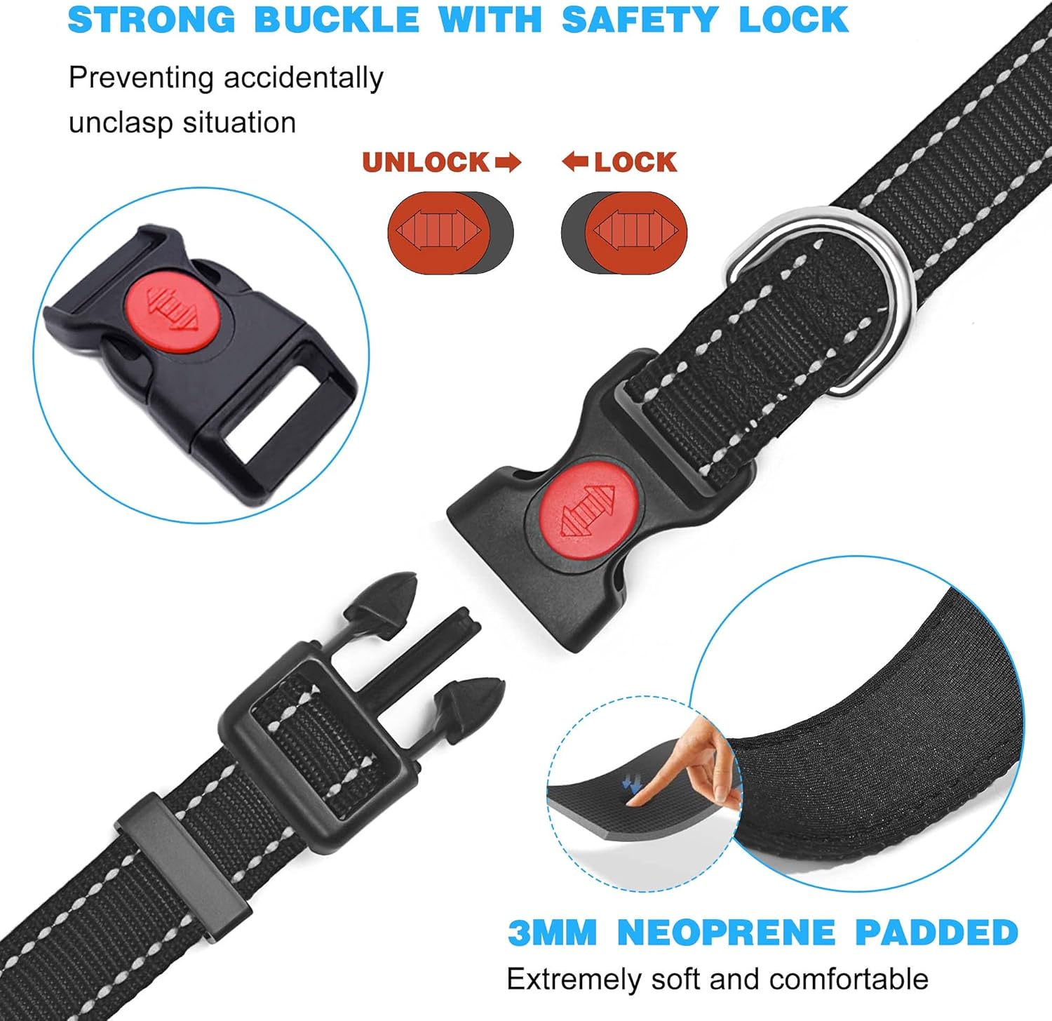 haapaw Reflective Dog Collar Padded with Soft | ObaPet