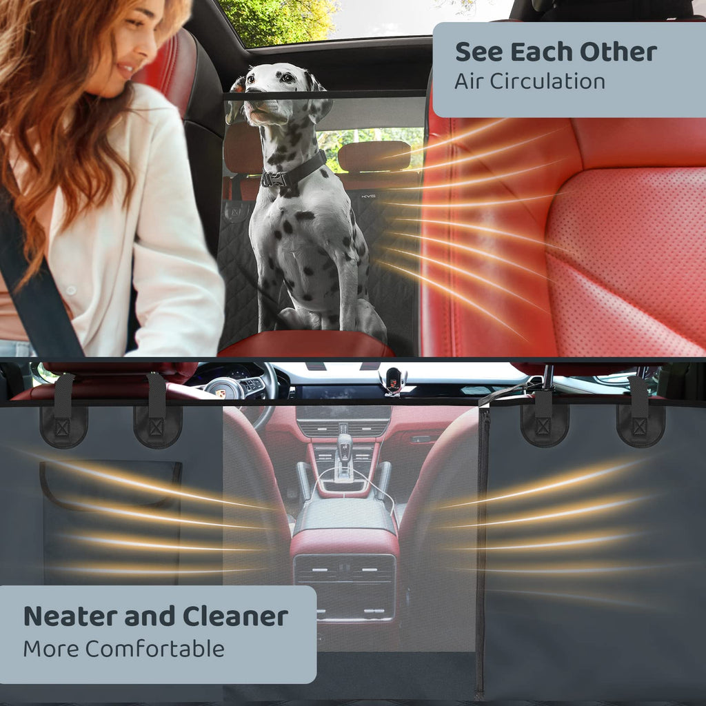 KYG Dog Car Seat Cover Dog Hammock For Car Back Seats With Side Protection And Mesh Visual Window, Durable Scratch Proof And Waterproof Pet Car Seat Cover For Cars/Trucks/Suv 135 X 148 Cm Red & Black