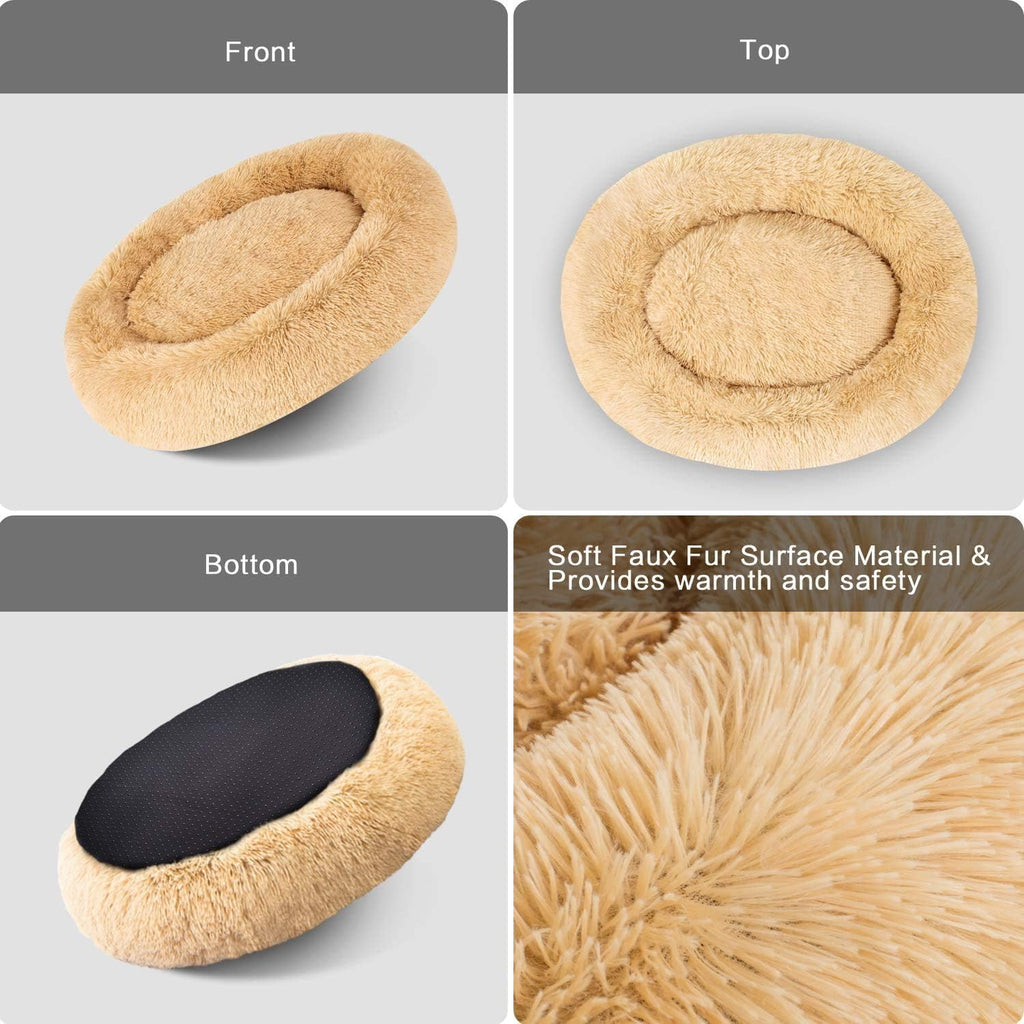 MFOX Calming Dog Bed Cat Bed Donut, Faux Fur | ObaPet