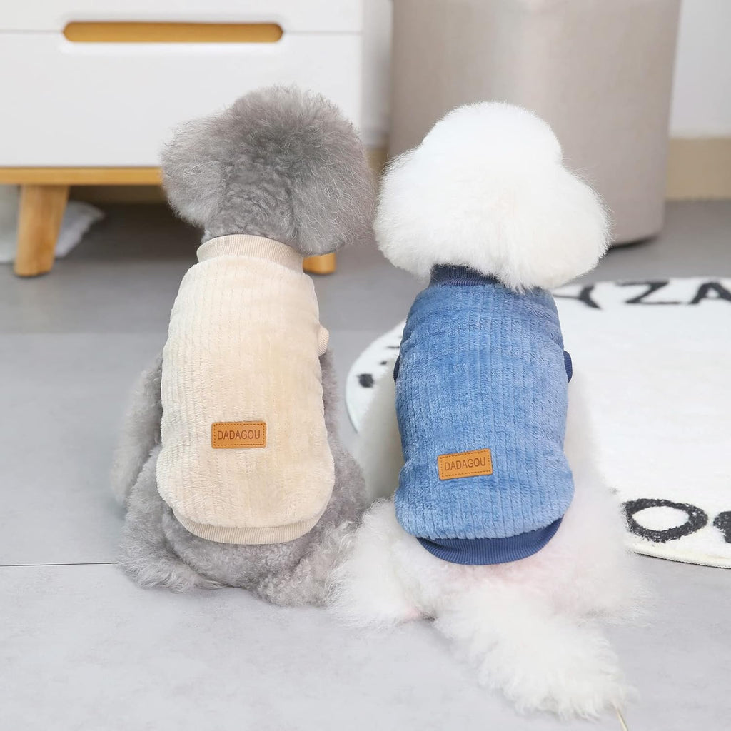 SMALLLEE_LUCKY_STORE Pet Ribbed Fleece Jumpers Pullover Sweatshirt for Small Dogs Cat,Puppy Yorkie Chihuahua Warm Sweater Winter Clothes