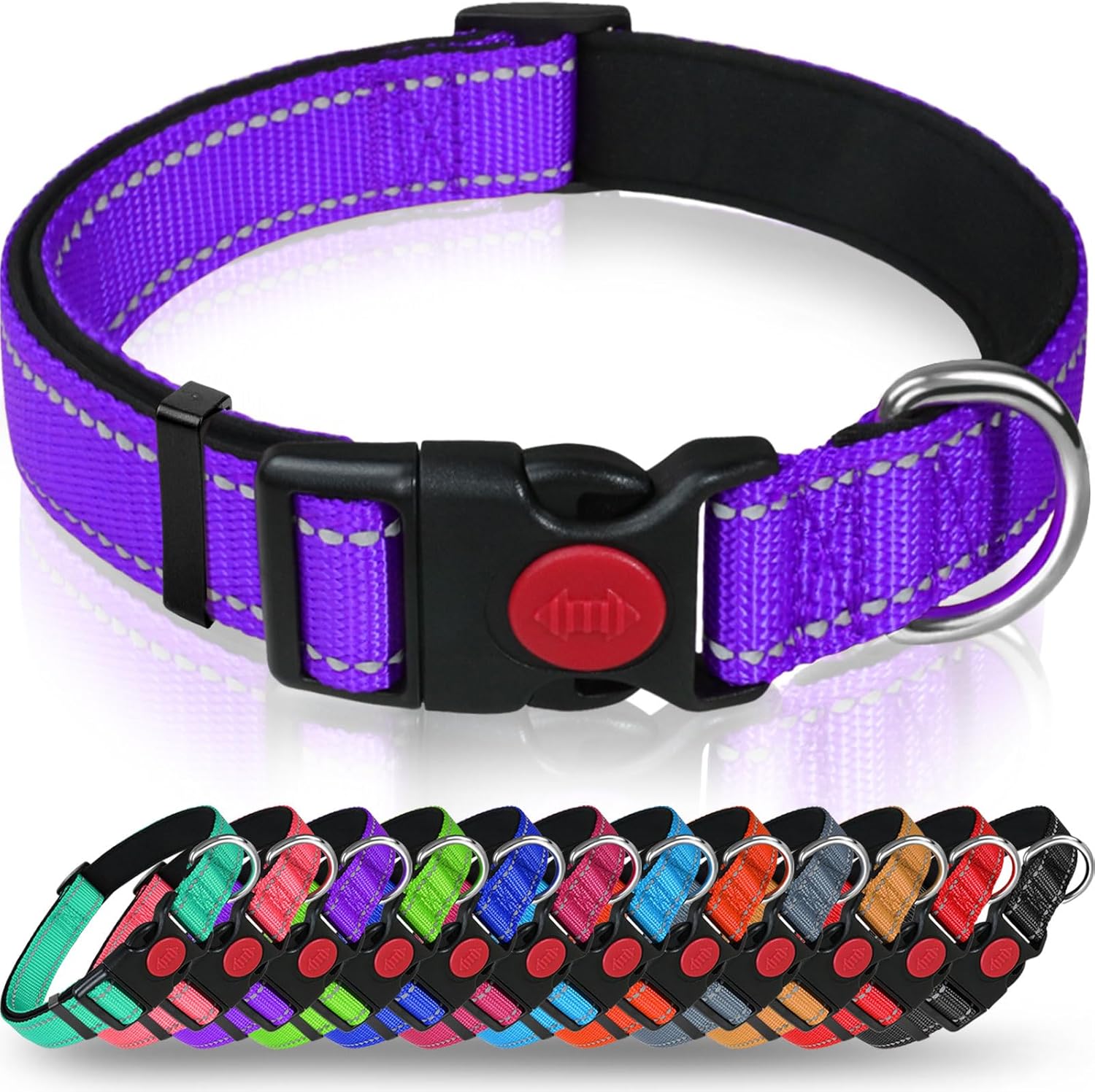 Taglory Reflective Nylon Dog Collar with Safety | ObaPet