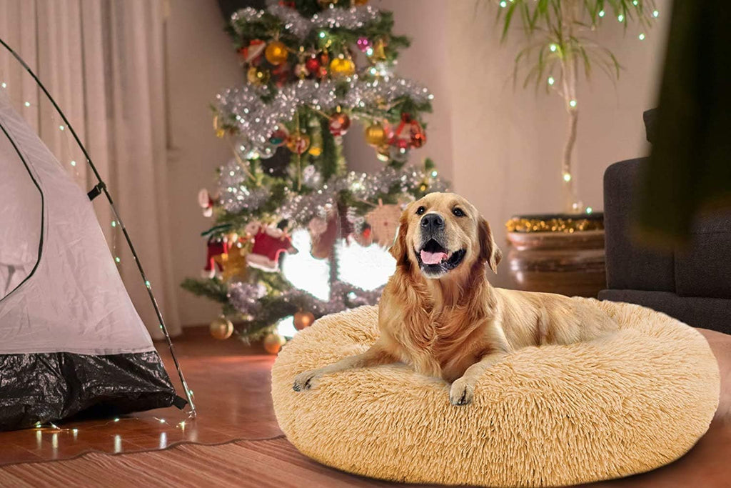 MFOX Calming Dog Bed Cat Bed Donut, Faux Fur | ObaPet