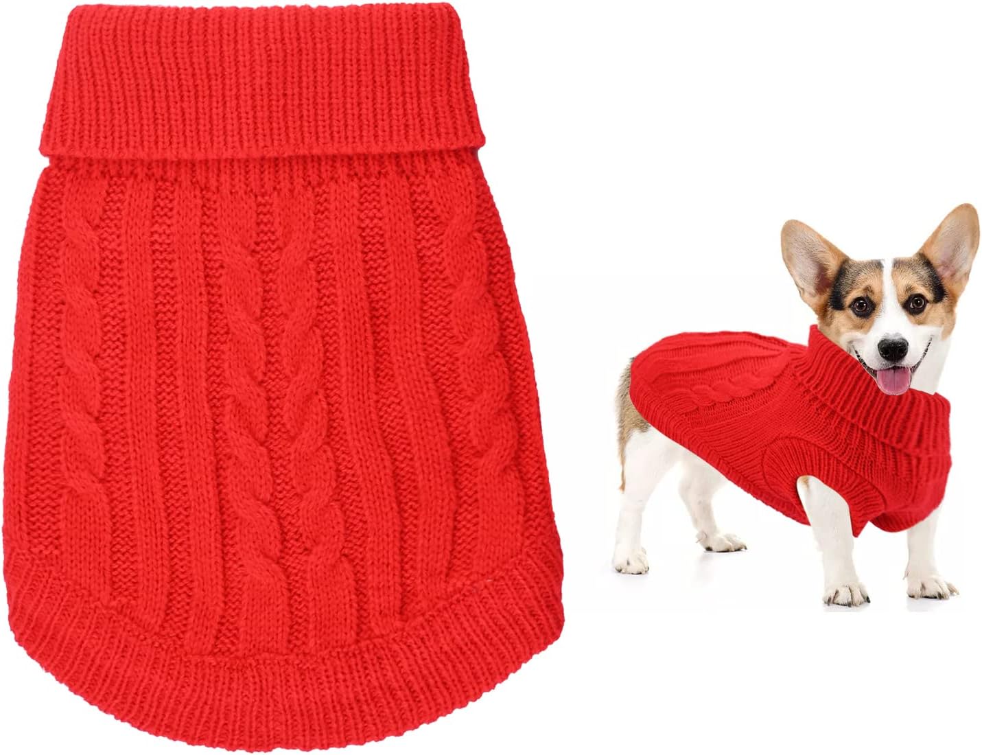 Small Dog Jumper, Warm Puppy Sweater for Small Dogs Winter Knitted Dog Pullover Soft Turtleneck Dog Clothes Vest for Pet Autumn, Winter Outfit for Welsh Corgi, Yorkshire Terrier, Chihuahua (XS, Blue)