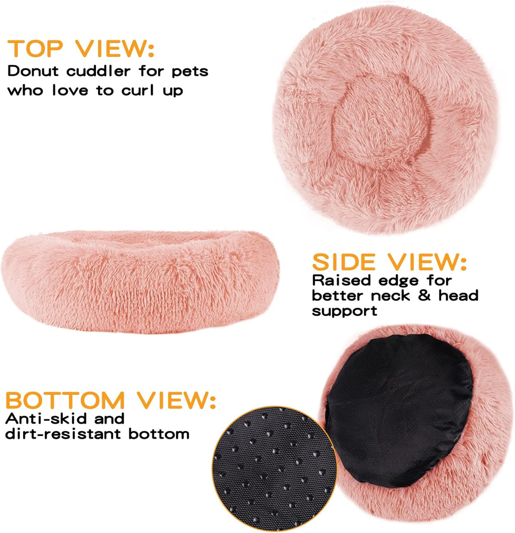Enjamoy Plush Donut Dog Bed, Calming Round Dog | ObaPet