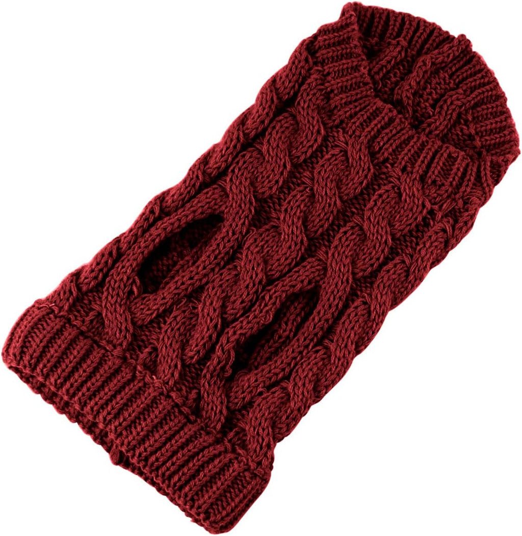 Pet Dog Turtleneck Knitting Sweater Coat Winter Warmer Thickening Pullover Knitwear Crochet Coat Clothes for Small Medium Large Dog Puppy Cat (M, Pink)