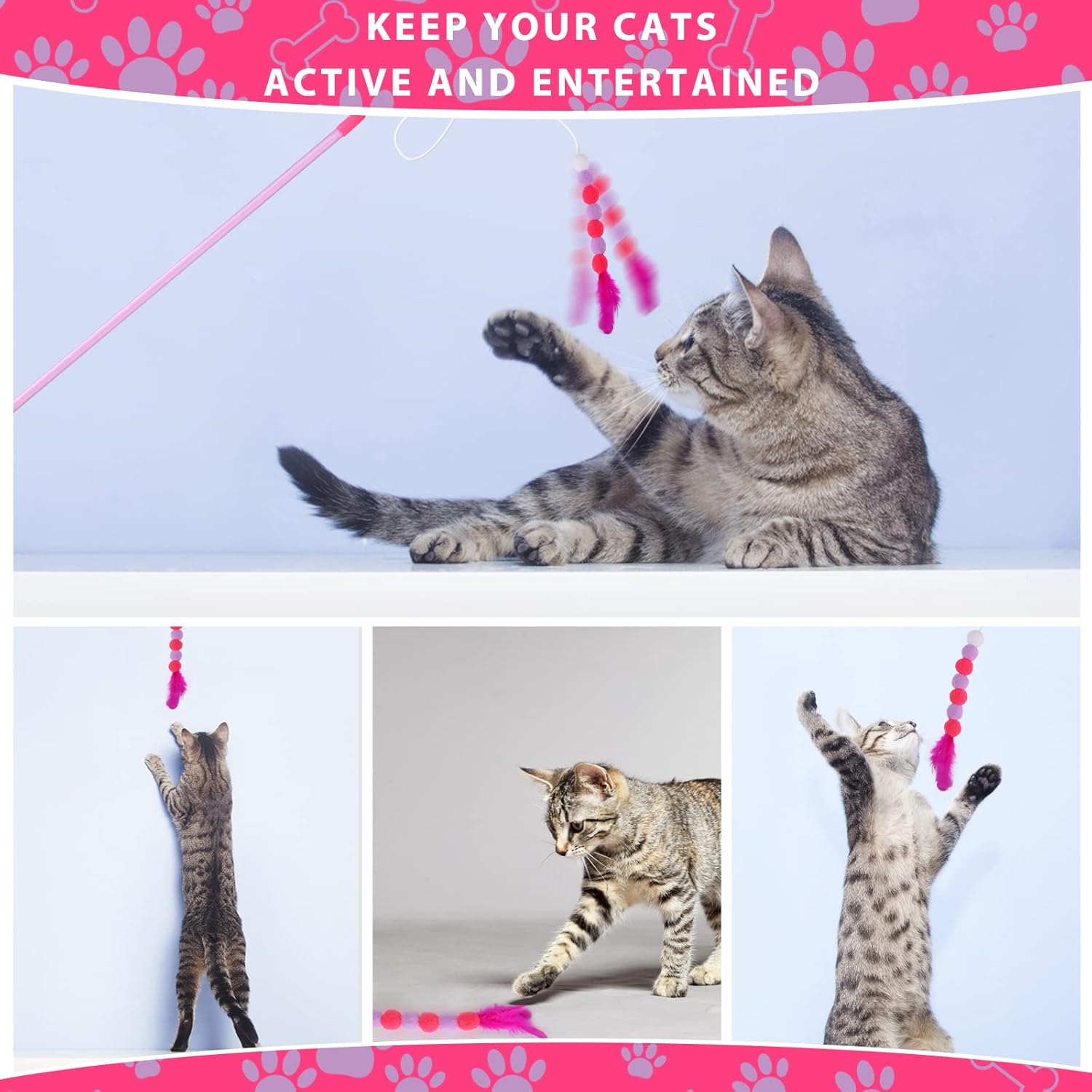 cobee Cat Feather Toys, Soft Cat Wand Toy with | ObaPet