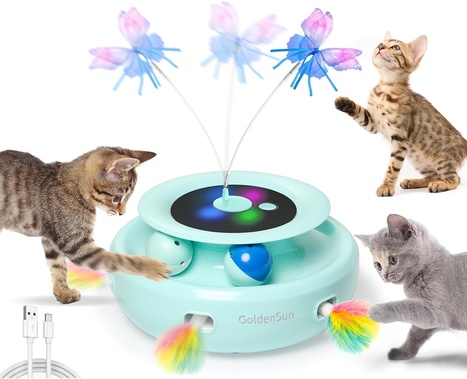 GoldenSun 3-In-1 Interactive Cat Toys for Indoor | ObaPet