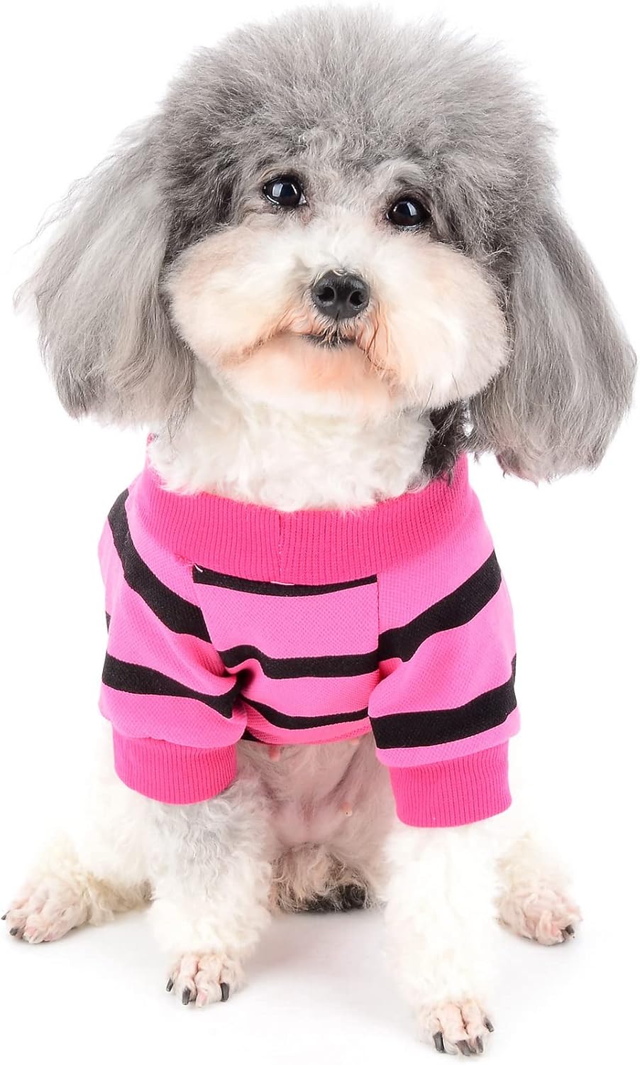 Zunea Dog Shirts for Small Dogs Summer Basic T-Shirt Striped Puppy Clothes Sequins Love Heart Sweatshirt Soft Cotton Short Sleeve Tee Shirt Pet Girl Boy Clothing Pullover Chihuahua Apparel Gray S