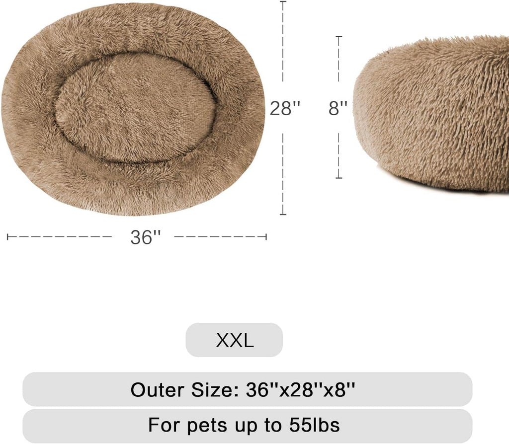 MFOX Calming Dog Bed Cat Bed Donut, Faux Fur | ObaPet