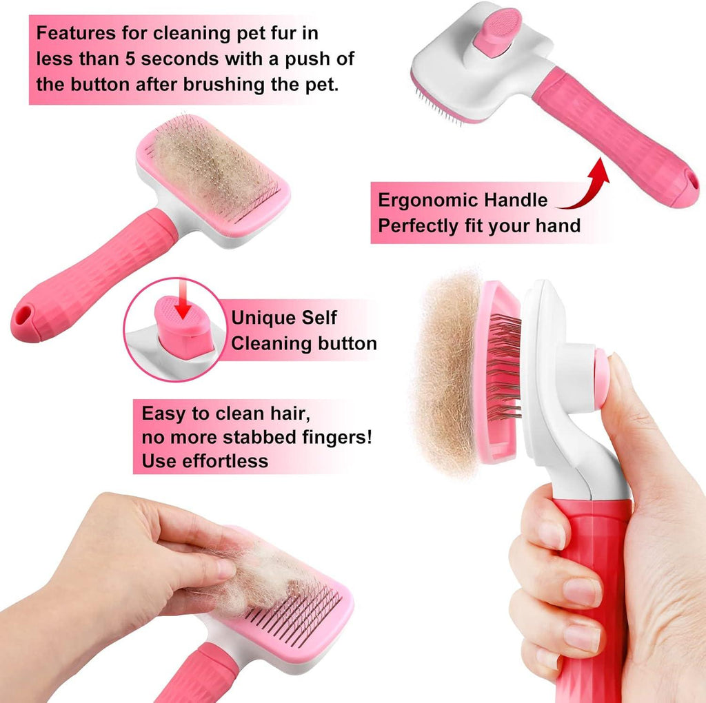 Dog Brush Cat Brush Grooming Comb,Self Cleaning | ObaPet