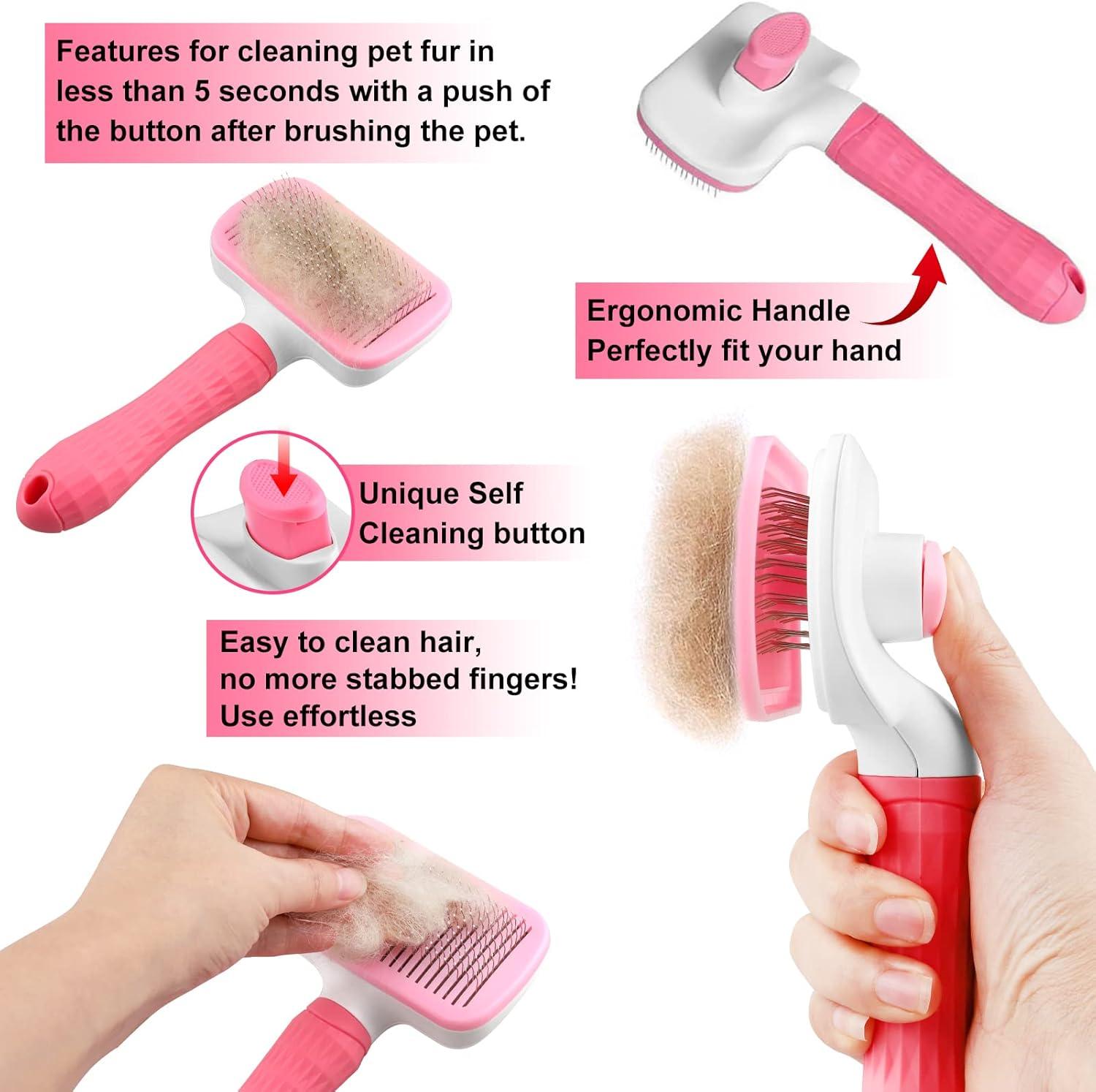 Dog Brush Cat Brush Grooming Comb,Self Cleaning | ObaPet