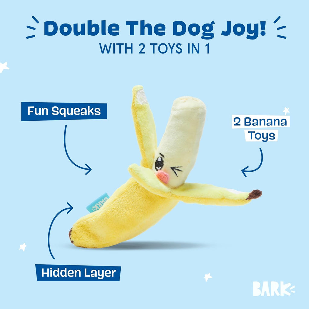 Barkbox 2 in 1 Interactive Plush Dog Toy - Rip and Reveal Toy for Dogs and Puppies - Stimulating Squeaky Pet Toys | Peas in a Pod (Small)