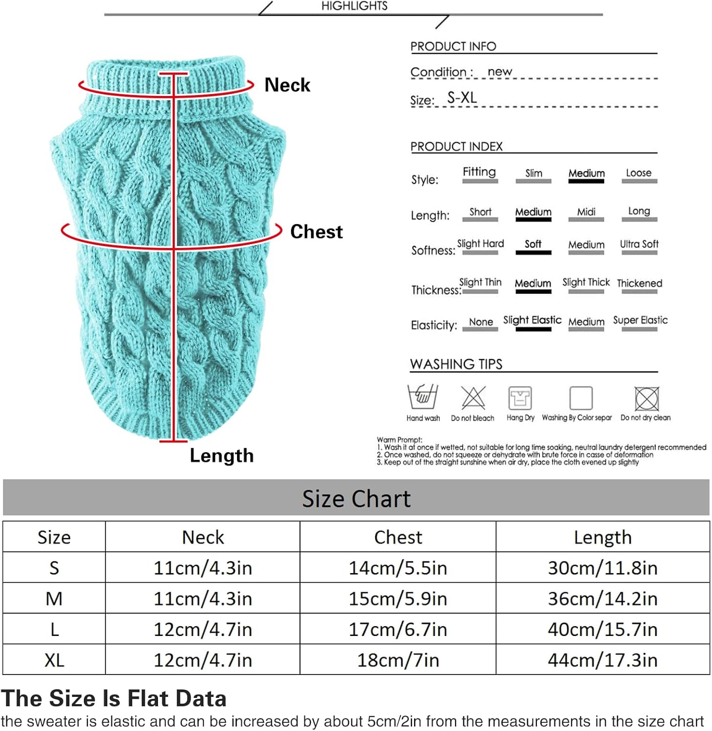 Pet Dog Turtleneck Knitting Sweater Coat Winter Warmer Thickening Pullover Knitwear Crochet Coat Clothes for Small Medium Large Dog Puppy Cat (M, Pink)