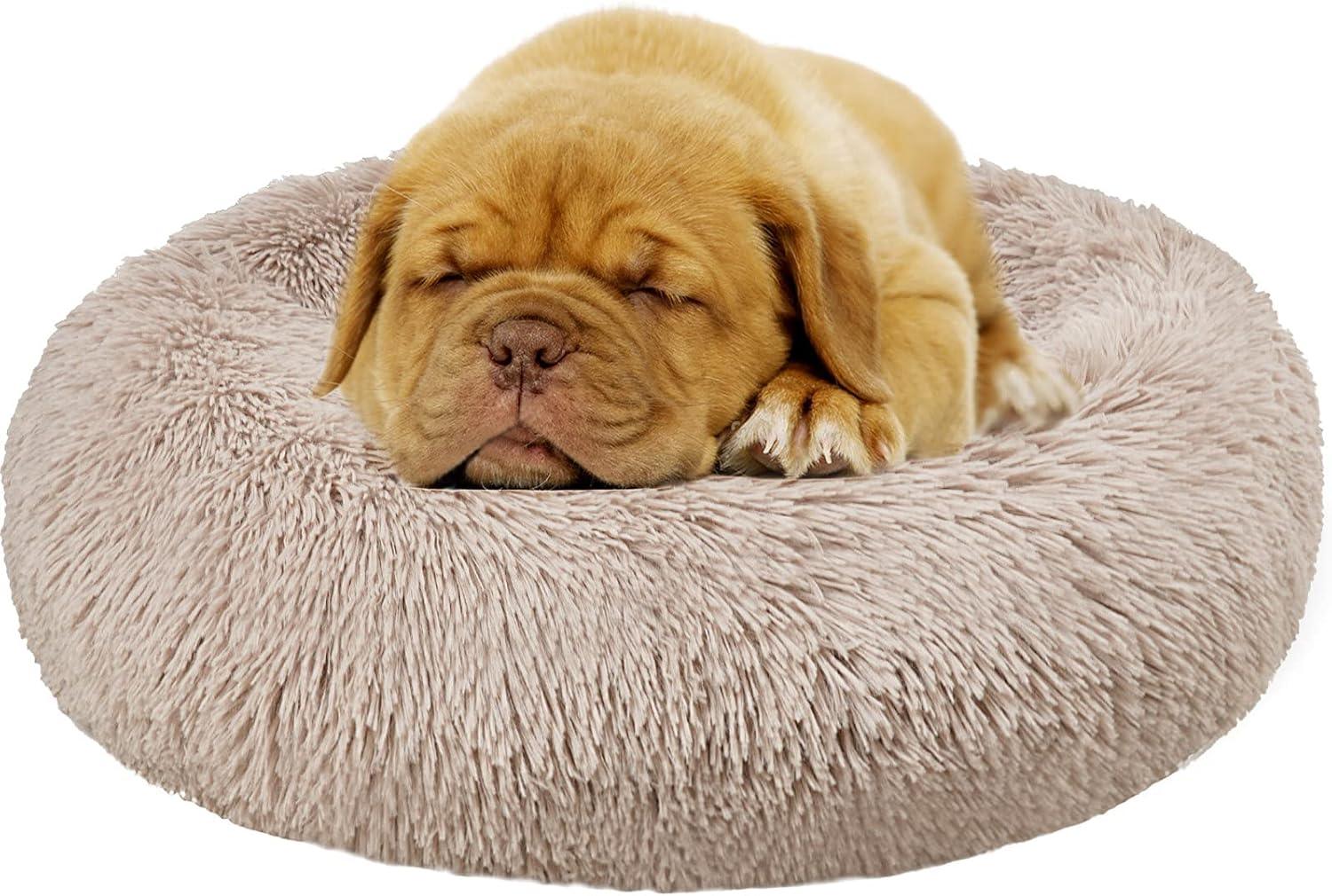 Enjamoy Plush Donut Dog Bed, Calming Round Dog | ObaPet