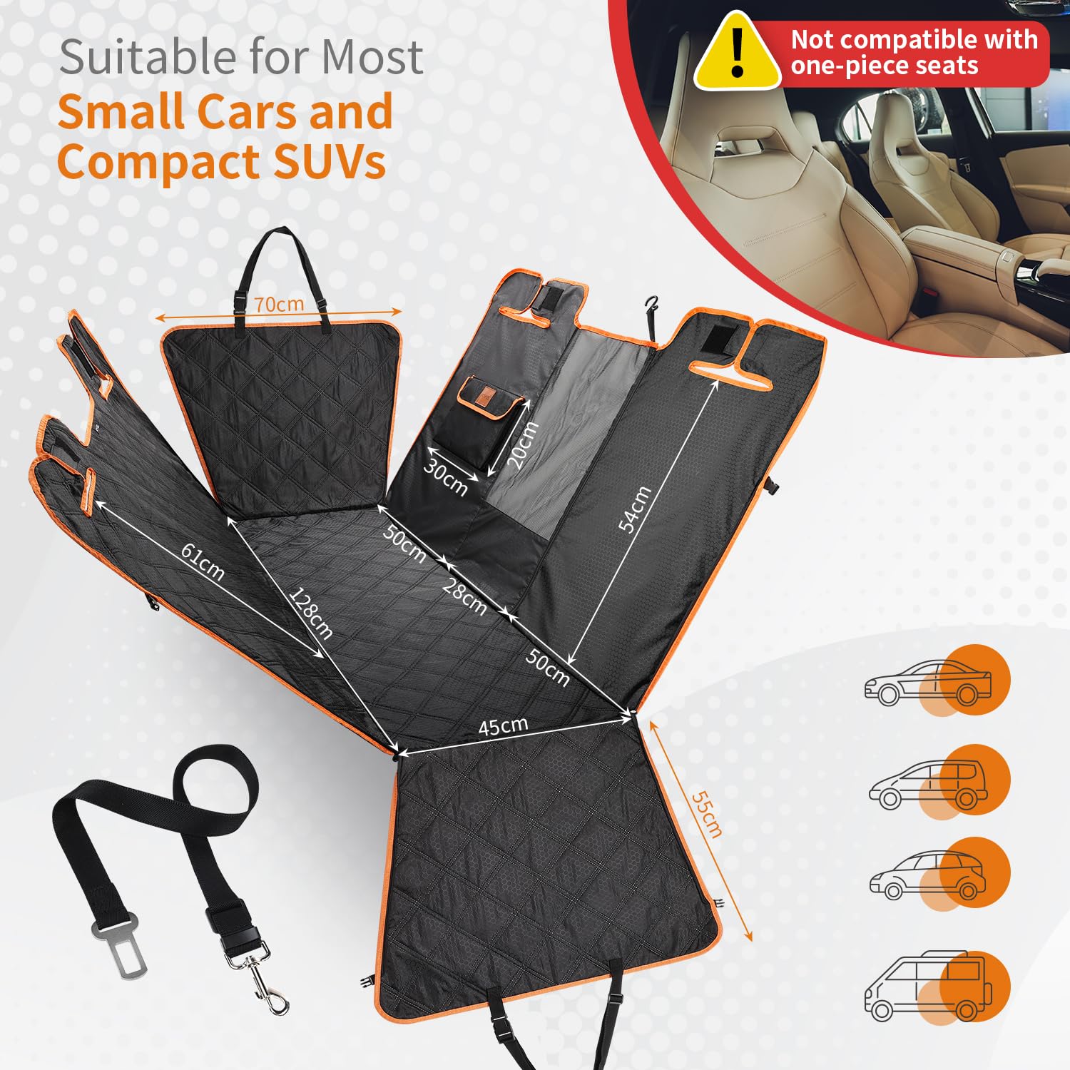 KYG Dog Car Seat Cover Dog Hammock For Car Back Seats With Side Protection And Mesh Visual Window, Durable Scratch Proof And Waterproof Pet Car Seat Cover For Cars/Trucks/Suv 135 X 148 Cm Red & Black