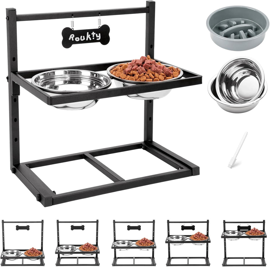Raised Dog Bowl Height-Adjustable, Dog bowls | ObaPet
