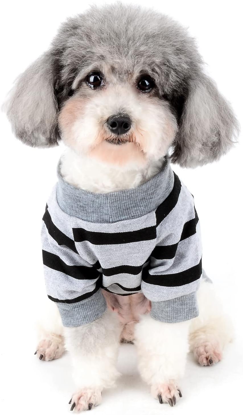 Zunea Dog Shirts for Small Dogs Summer Basic T-Shirt Striped Puppy Clothes Sequins Love Heart Sweatshirt Soft Cotton Short Sleeve Tee Shirt Pet Girl Boy Clothing Pullover Chihuahua Apparel Gray S