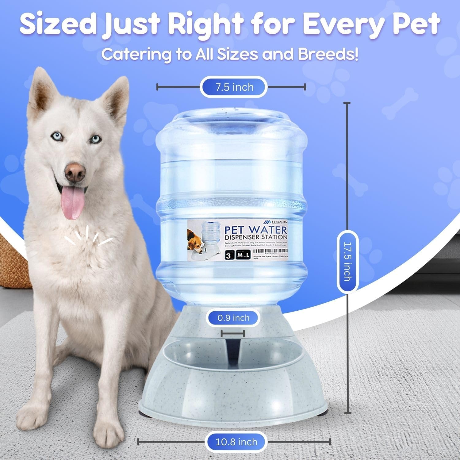 Flexzion Gravity Pet Water Dispenser Drinking | ObaPet