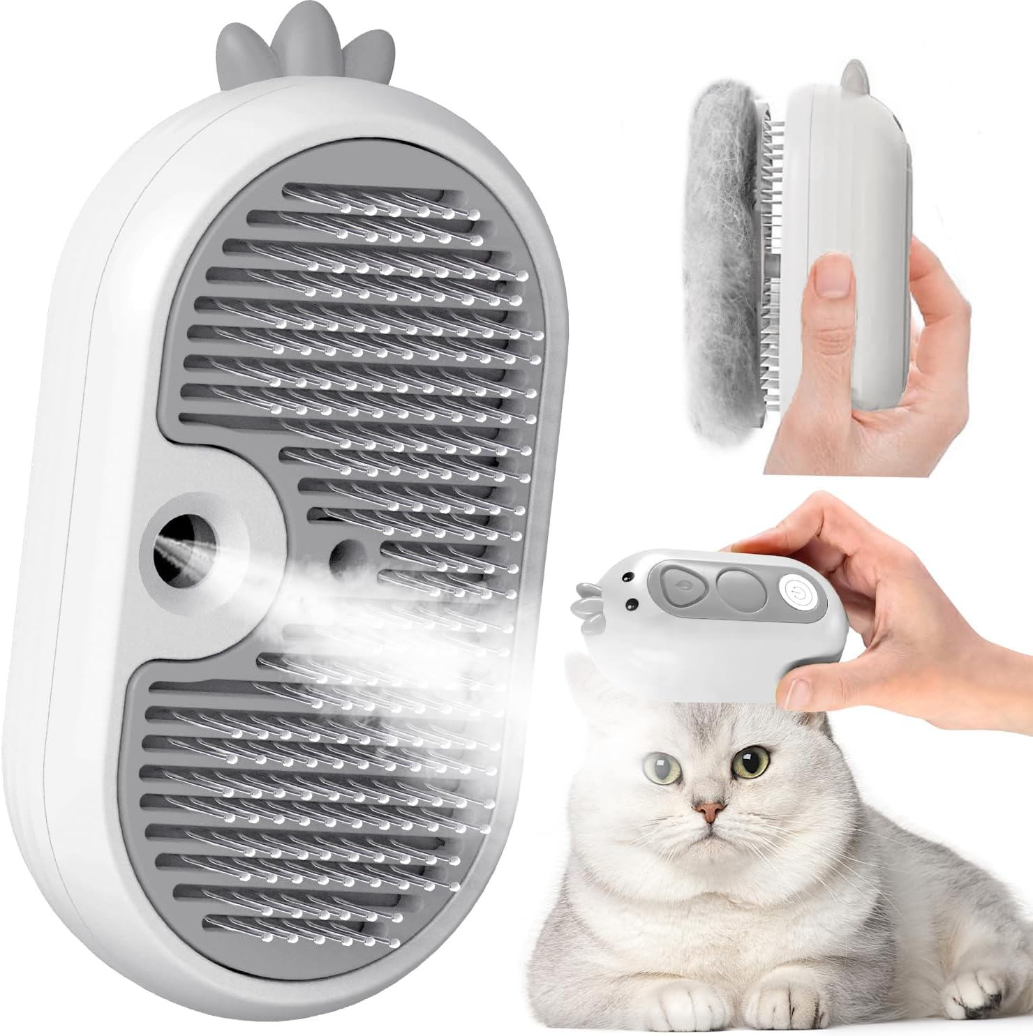 Cat Steam Brush with Release Button, | ObaPet