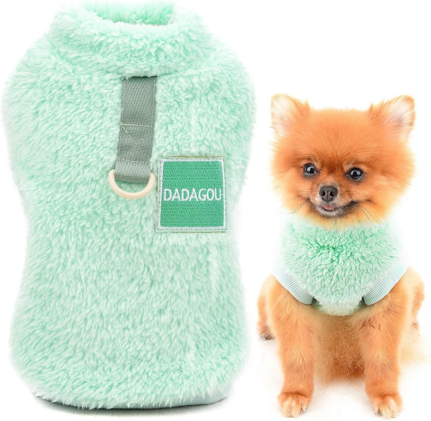 SMALLLEE_LUCKY_STORE Pet Sherpa Fleece Jumper Vest Sweaters Turtleneck Pullover with D-ring Soft Sweatshirt for Small Dogs Cat Puppy Boy Girl Yorkie Chihuahua Warm Fall Winter Clothes,Pink,S
