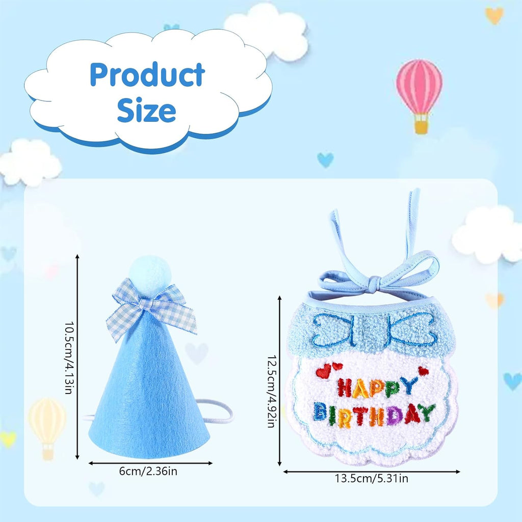 Small Dog Cat Birthday Hat Scarf Set,Cute Cat | ObaPet