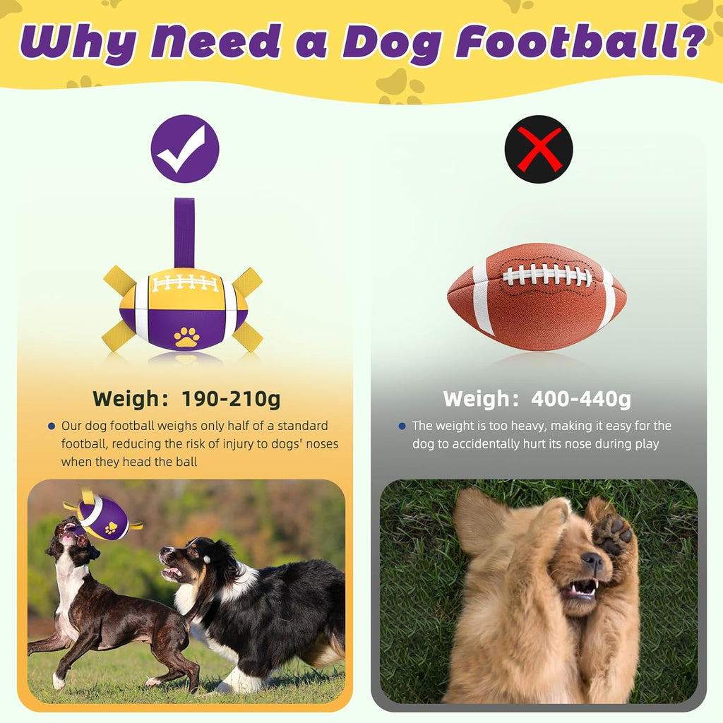 HETOO Interactive Dog Football Toys with Grab Tabs, Durable Dog Water Balls for Small Medium Breed, Indoor & Outdoor