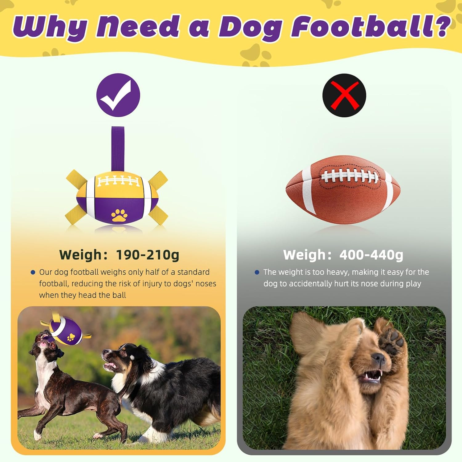 HETOO Interactive Dog Football Toys with Grab Tabs, Durable Dog Water Balls for Small Medium Breed, Indoor & Outdoor