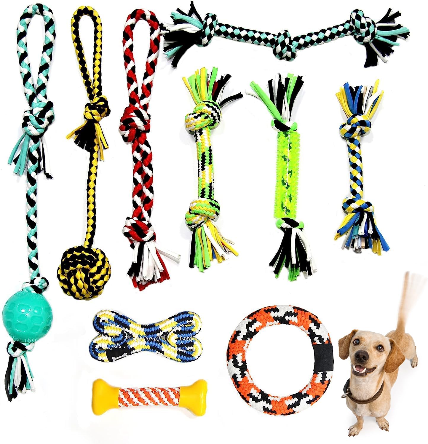 Aitmexcn Dog Rope Toys for Large Medium Dog Chewers, Rope Indestructible Dog Chew Toys, 37 Inch 5 Knots Tough Dog Tug Toy for Teeth Cleaning, Tug of War