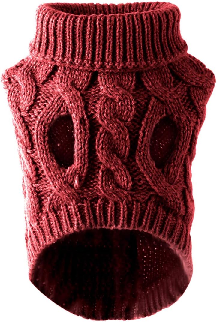 Pet Dog Turtleneck Knitting Sweater Coat Winter Warmer Thickening Pullover Knitwear Crochet Coat Clothes for Small Medium Large Dog Puppy Cat (M, Pink)