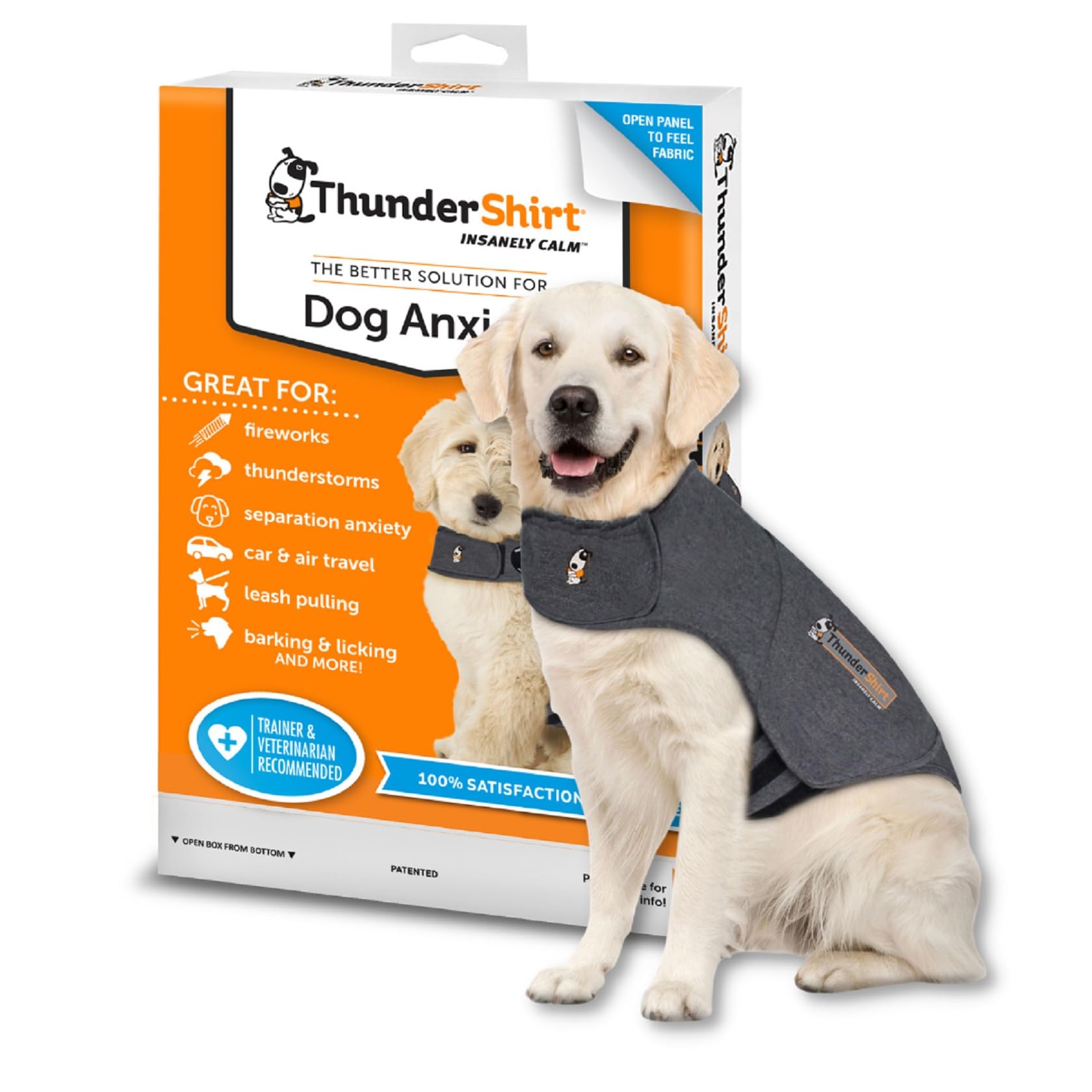 ThunderShirt for Dogs | Calming Jacket for Dogs | Puppy Coats for Small Medium Large Dogs XS S M L XL | Dog Anxiety Jacket | Instant Natural Relief for Storms, Fireworks & Separation | Grey Dog Coat